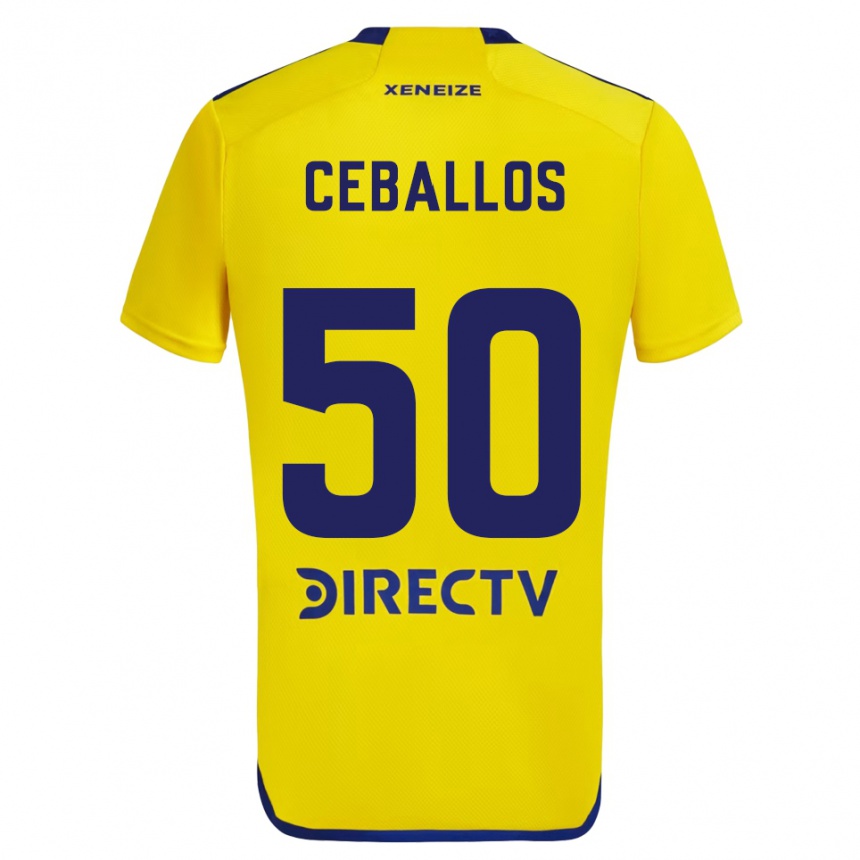 Kids Football Julián Ceballos #50 Yellow Blue Away Jersey 2024/25 T-Shirt