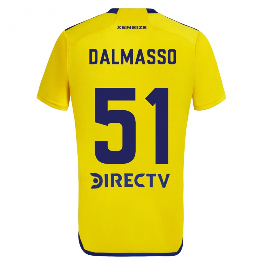 Kids Football Santiago Dalmasso #51 Yellow Blue Away Jersey 2024/25 T-Shirt