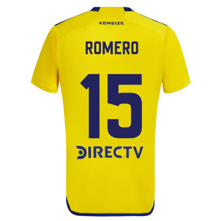 Kids Football Alejo Romero #15 Yellow Blue Away Jersey 2024/25 T-Shirt