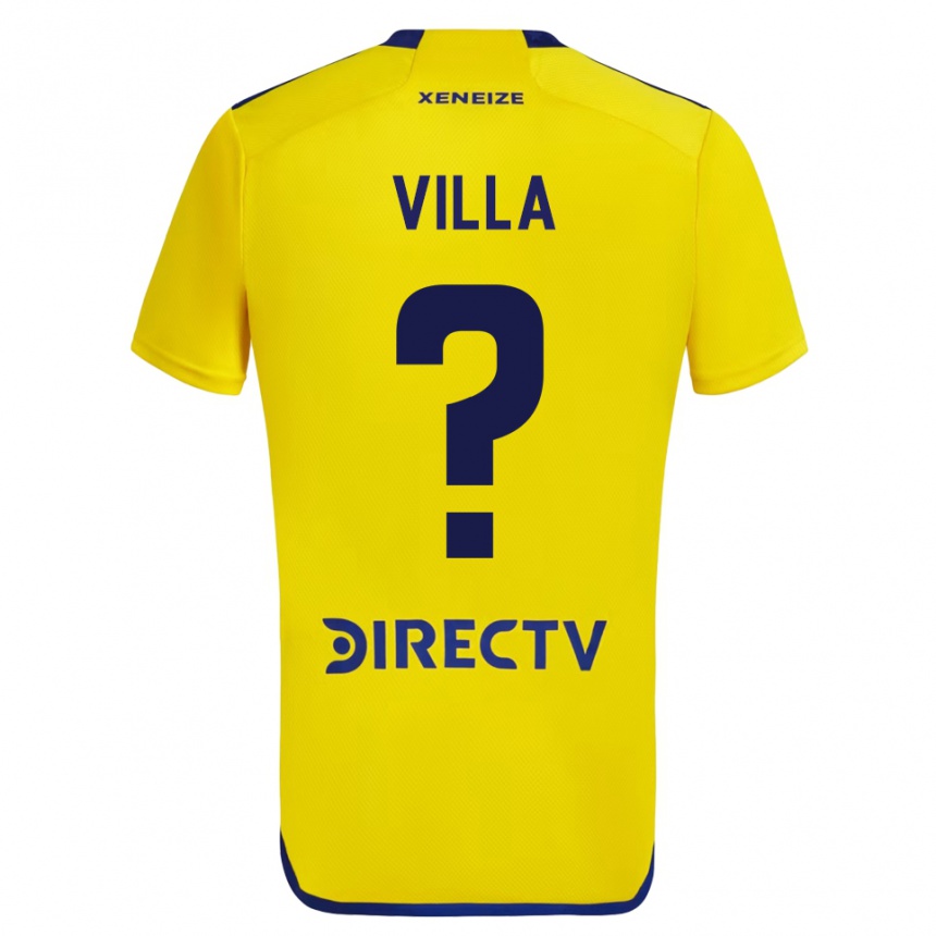 Kids Football Sebastián Villa #0 Yellow Blue Away Jersey 2024/25 T-Shirt