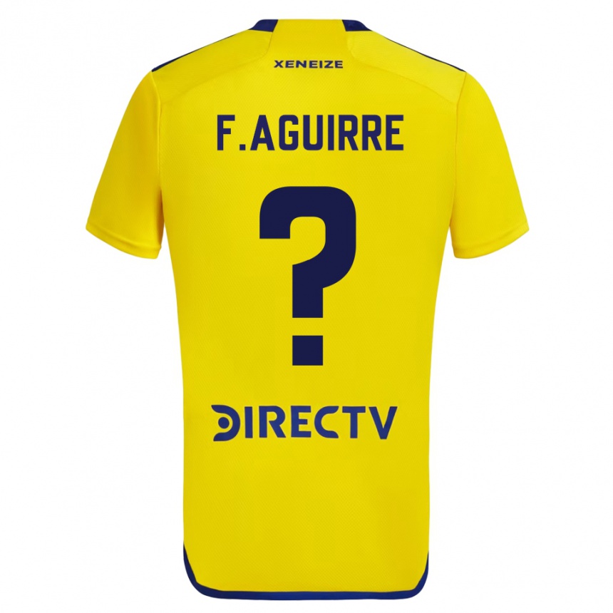 Kids Football Federico Aguirre #0 Yellow Blue Away Jersey 2024/25 T-Shirt