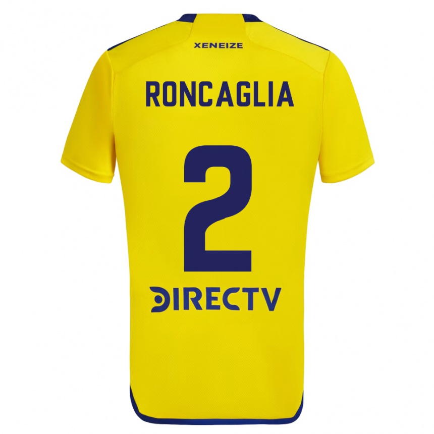 Kids Football Facundo Roncaglia #2 Yellow Blue Away Jersey 2024/25 T-Shirt