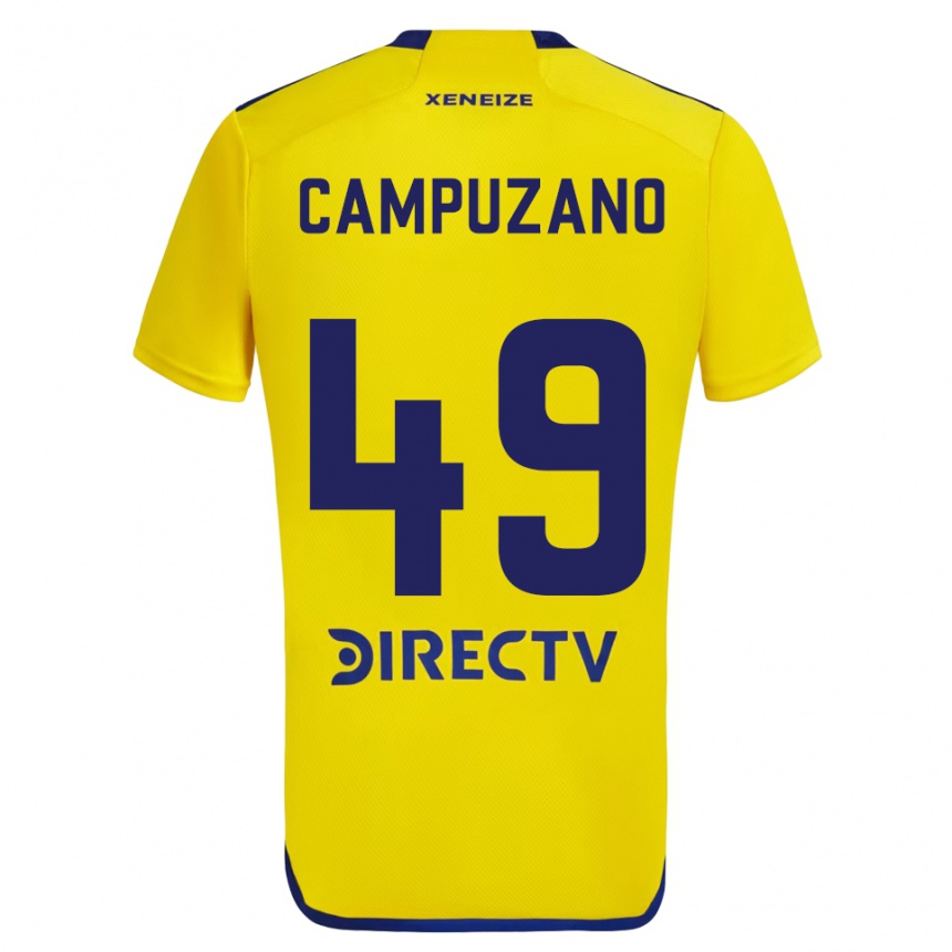 Kids Football Jorman Campuzano #49 Yellow Blue Away Jersey 2024/25 T-Shirt