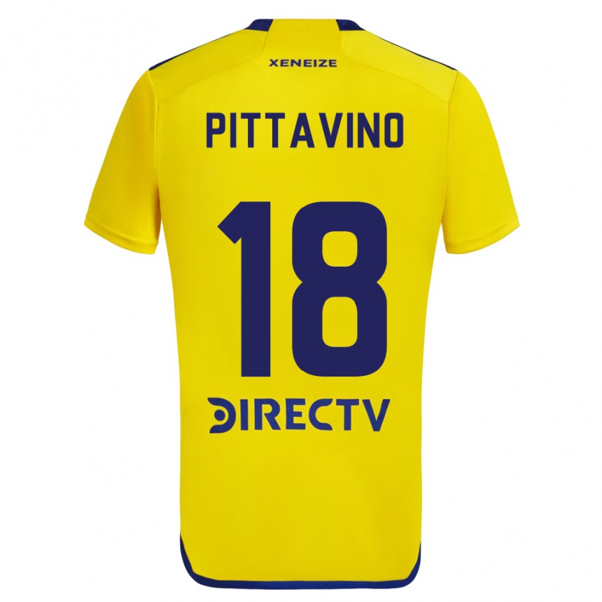 Kids Football Rodrigo Pittavino #18 Yellow Blue Away Jersey 2024/25 T-Shirt