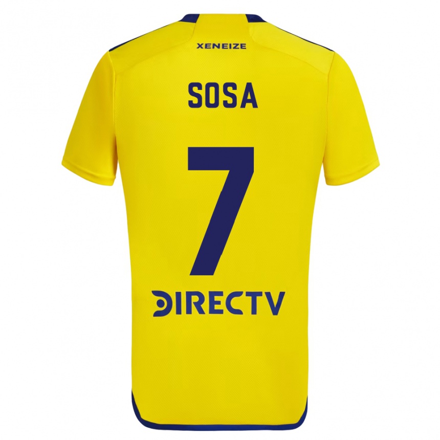 Kids Football Elián Sosa #7 Yellow Blue Away Jersey 2024/25 T-Shirt