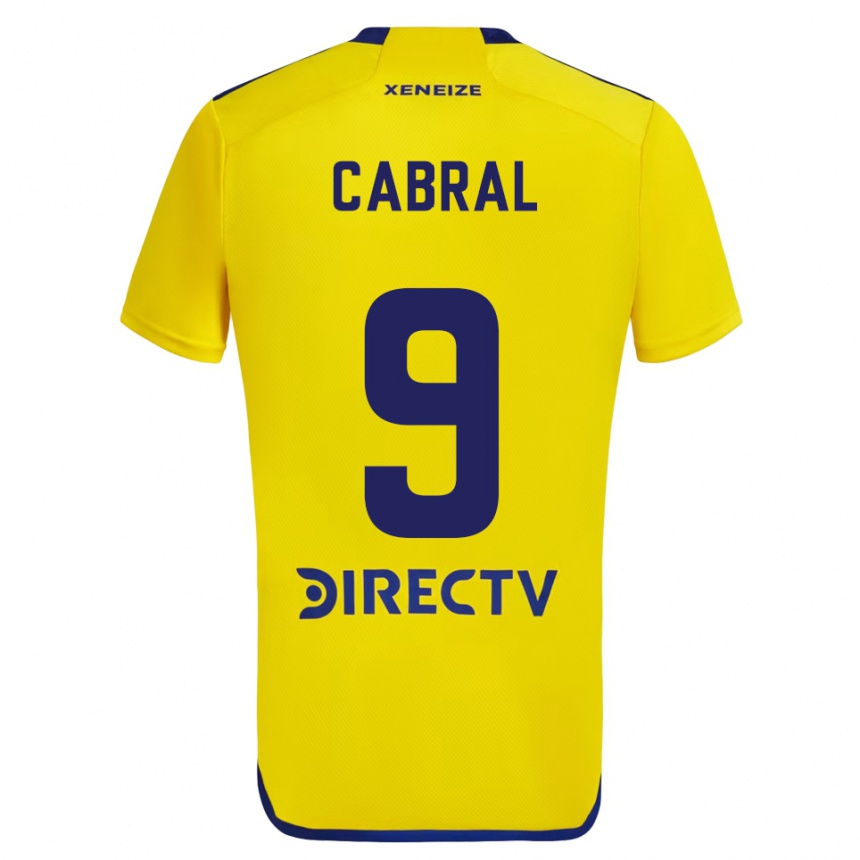 Kids Football Bruno Cabral #9 Yellow Blue Away Jersey 2024/25 T-Shirt