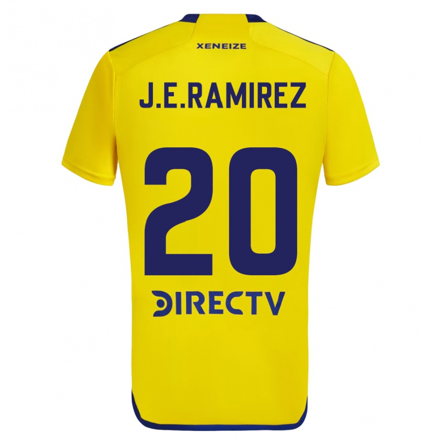 Kids Football Juan Edgardo Ramirez #20 Yellow Blue Away Jersey 2024/25 T-Shirt