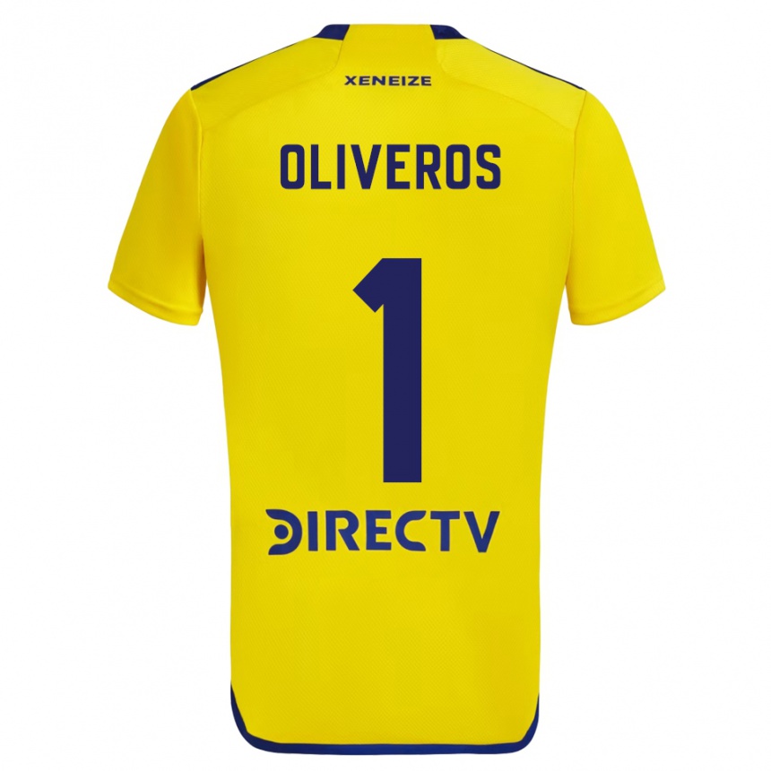 Kids Football Laurina Oliveros #1 Yellow Blue Away Jersey 2024/25 T-Shirt