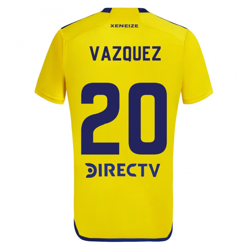 Kids Football Constanza Vazquez #20 Yellow Blue Away Jersey 2024/25 T-Shirt