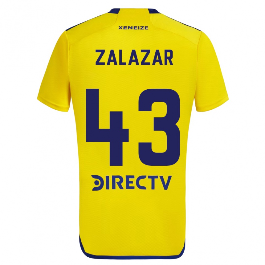 Kids Football Maximiliano Zalazar #43 Yellow Blue Away Jersey 2024/25 T-Shirt