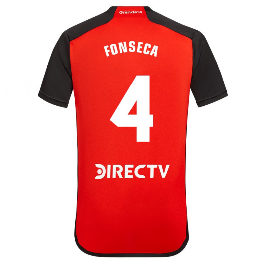 Kids Football Nicolás Fonseca #4 Red Black White Away Jersey 2024/25 T-Shirt