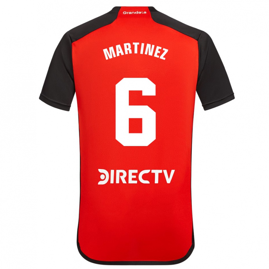 Kids Football David Martínez #6 Red Black White Away Jersey 2024/25 T-Shirt