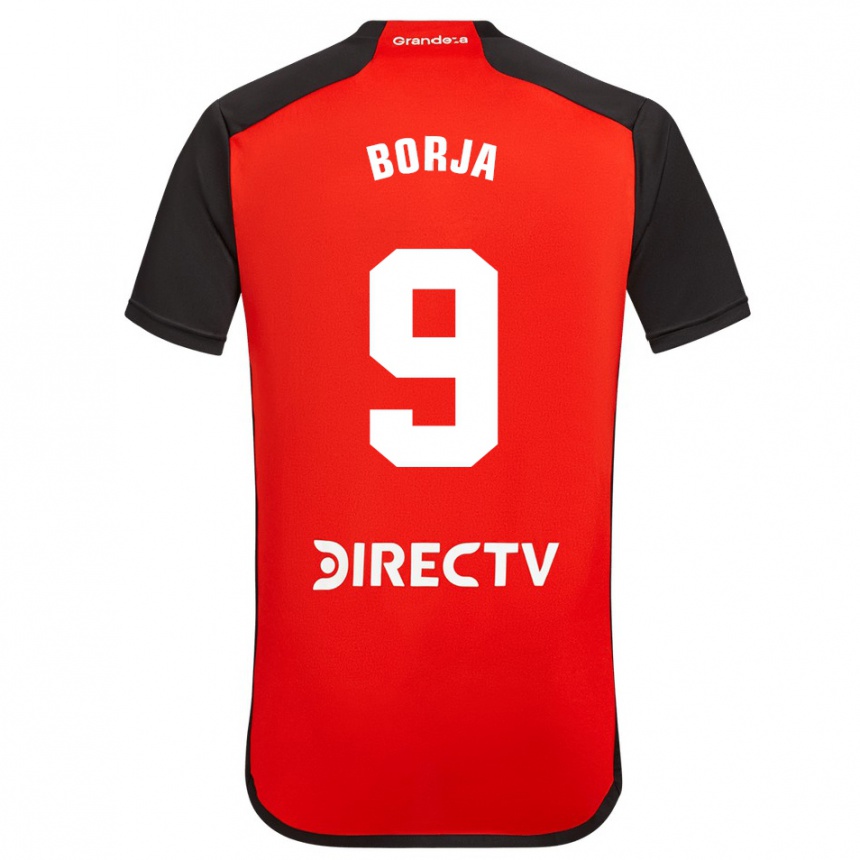 Kids Football Miguel Borja #9 Red Black White Away Jersey 2024/25 T-Shirt