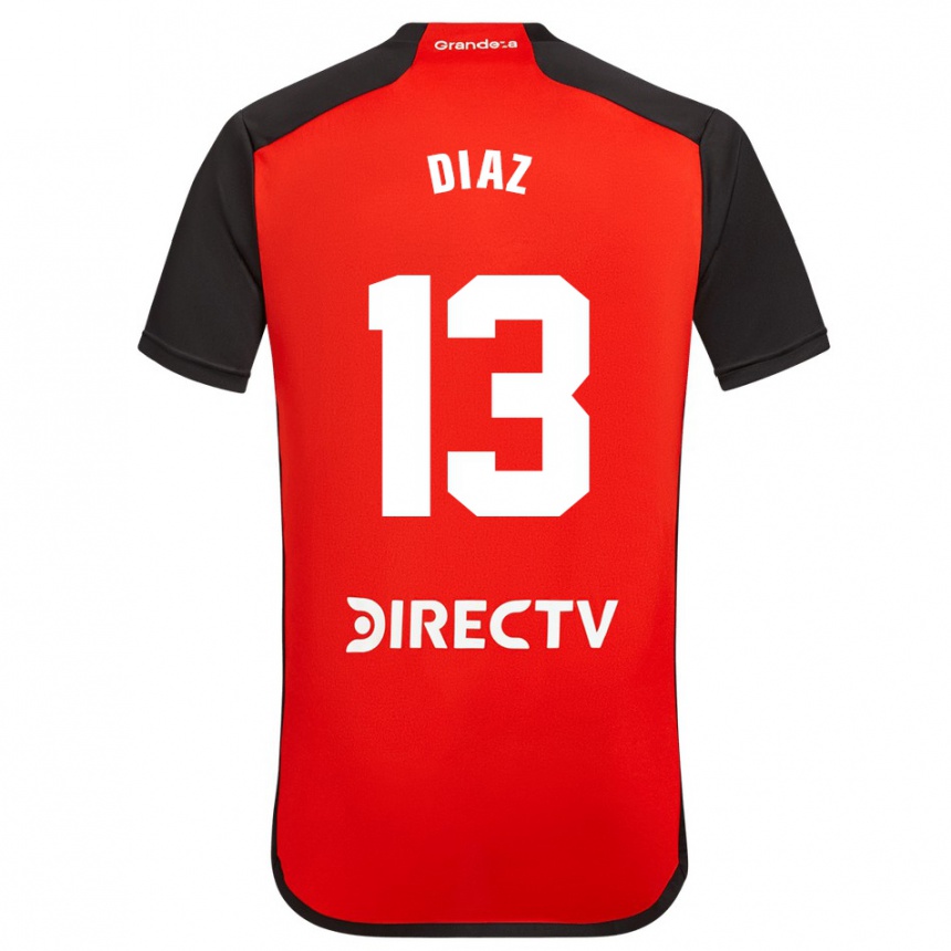 Kids Football Enzo Díaz #13 Red Black White Away Jersey 2024/25 T-Shirt