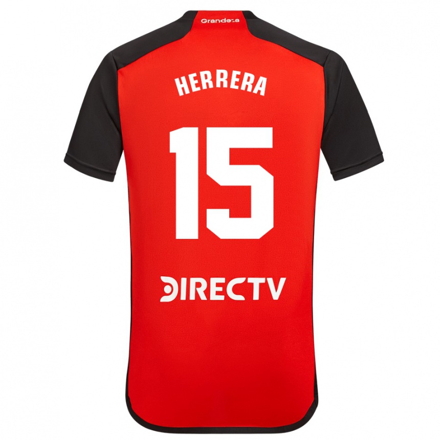 Kids Football Andrés Herrera #15 Red Black White Away Jersey 2024/25 T-Shirt