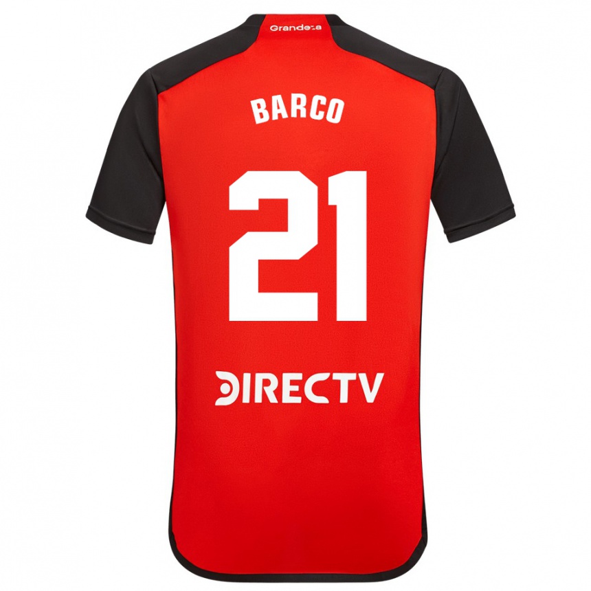 Kids Football Esequiel Barco #21 Red Black White Away Jersey 2024/25 T-Shirt