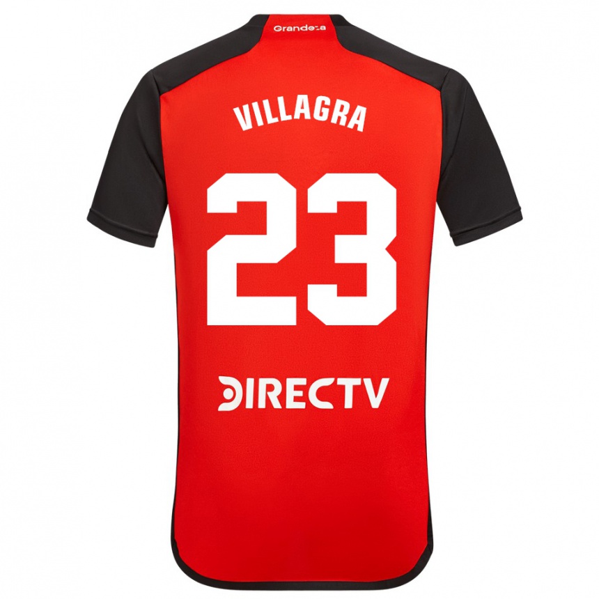 Kids Football Rodrigo Villagra #23 Red Black White Away Jersey 2024/25 T-Shirt