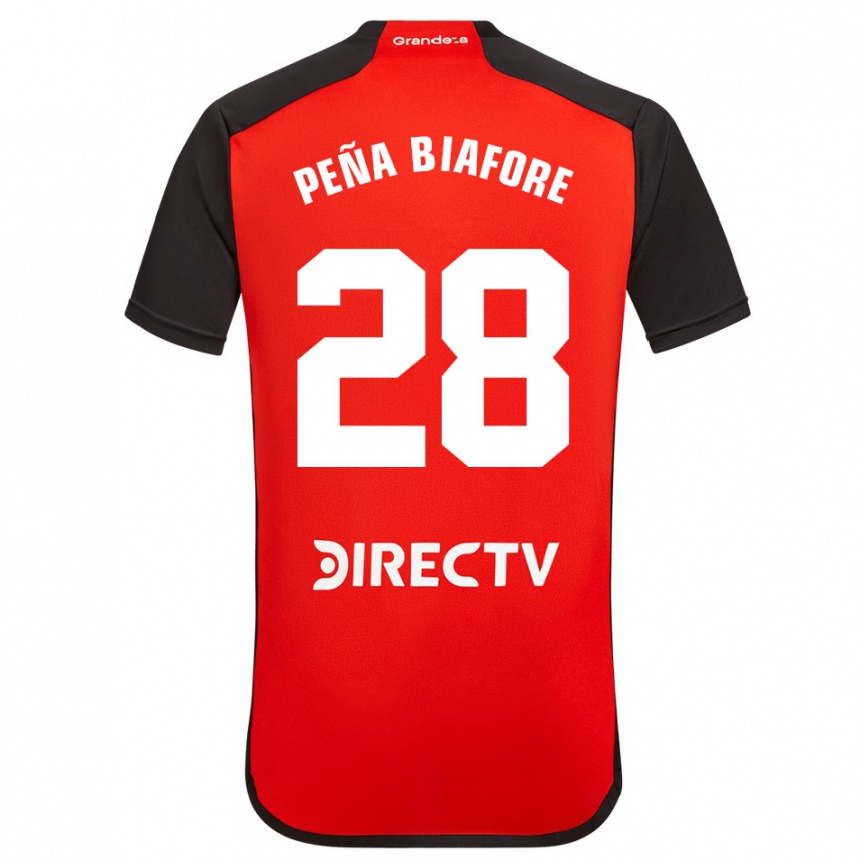 Kids Football Felipe Peña Biafore #28 Red Black White Away Jersey 2024/25 T-Shirt