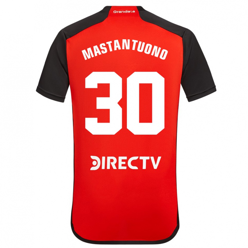 Kids Football Franco Mastantuono #30 Red Black White Away Jersey 2024/25 T-Shirt