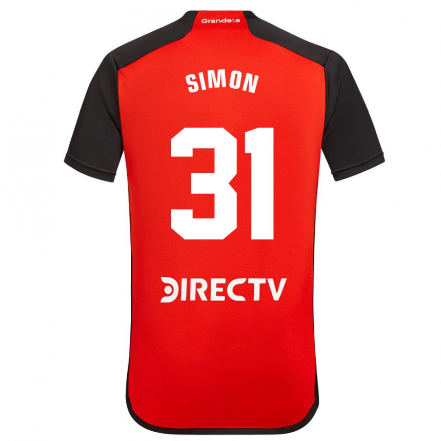 Kids Football Santiago Simón #31 Red Black White Away Jersey 2024/25 T-Shirt