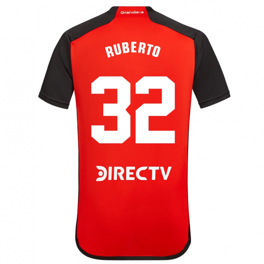 Kids Football Agustín Ruberto #32 Red Black White Away Jersey 2024/25 T-Shirt