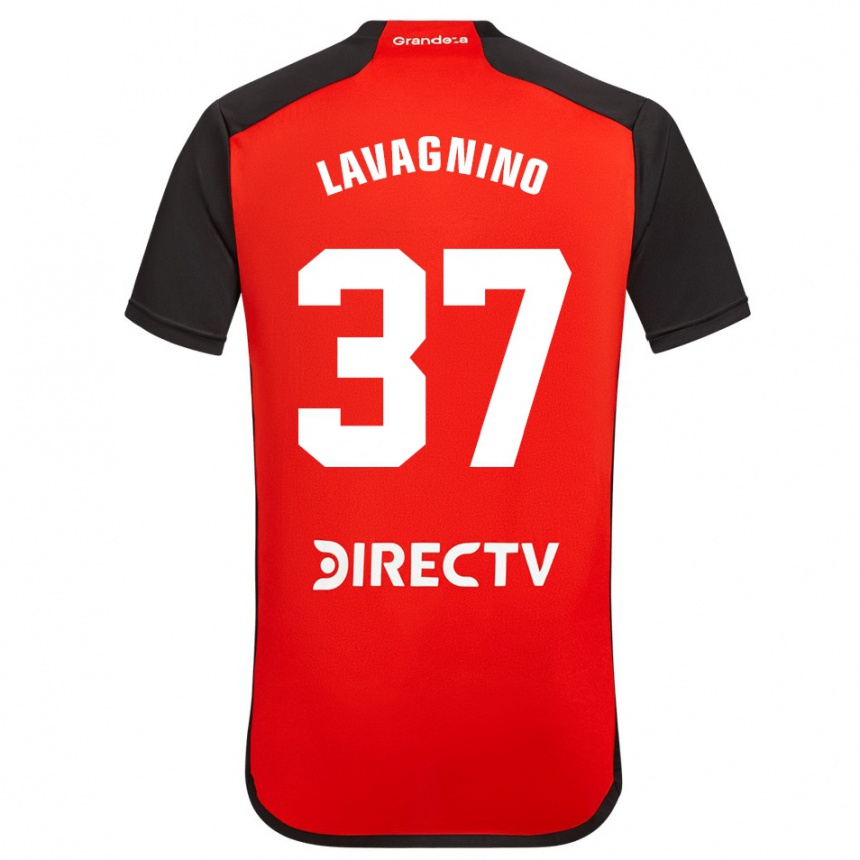 Kids Football Lucas Lavagnino #37 Red Black White Away Jersey 2024/25 T-Shirt