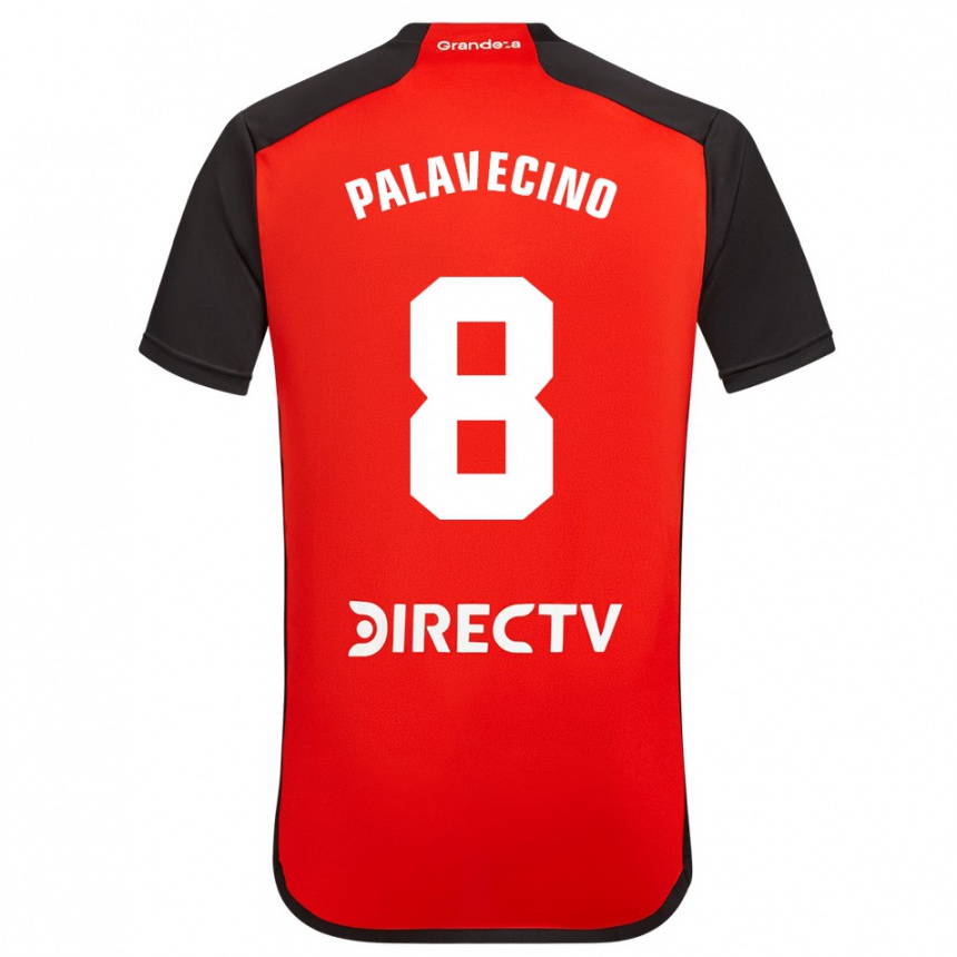 Kids Football Agustín Palavecino #8 Red Black White Away Jersey 2024/25 T-Shirt