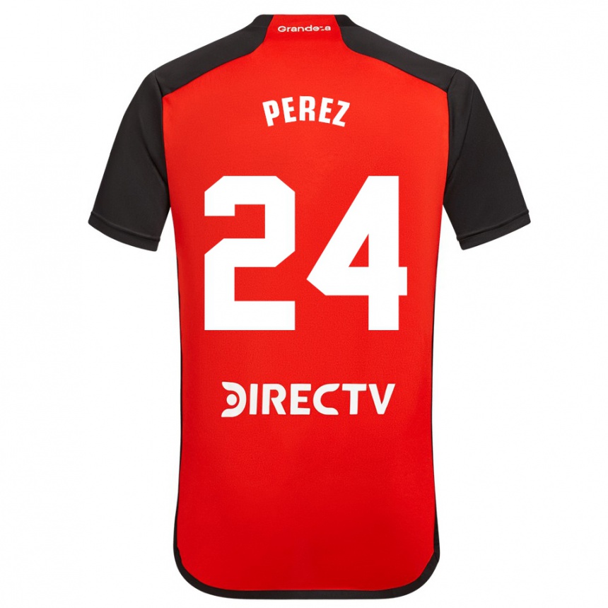 Kids Football Enzo Pérez #24 Red Black White Away Jersey 2024/25 T-Shirt