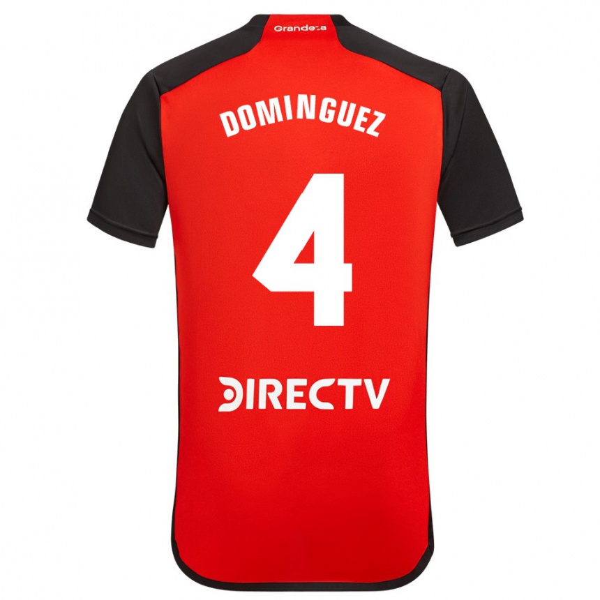 Kids Football Evelyn Sofía Domínguez #4 Red Black White Away Jersey 2024/25 T-Shirt