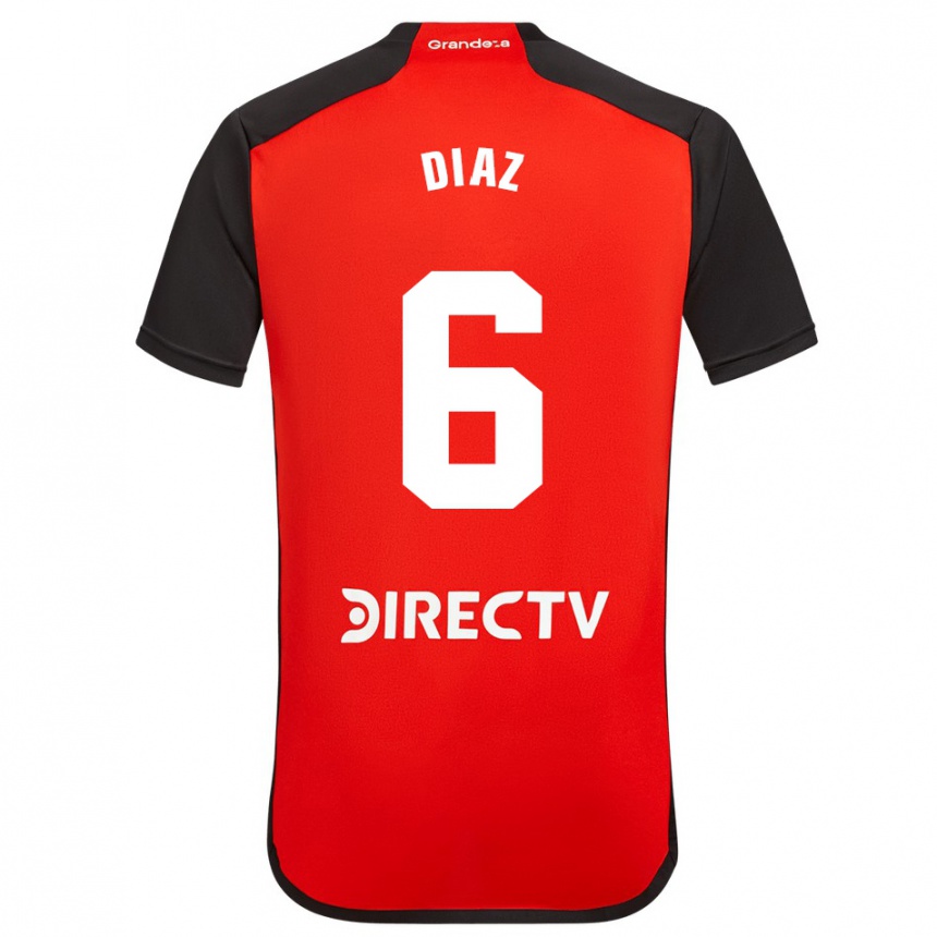 Kids Football Milagros Díaz #6 Red Black White Away Jersey 2024/25 T-Shirt