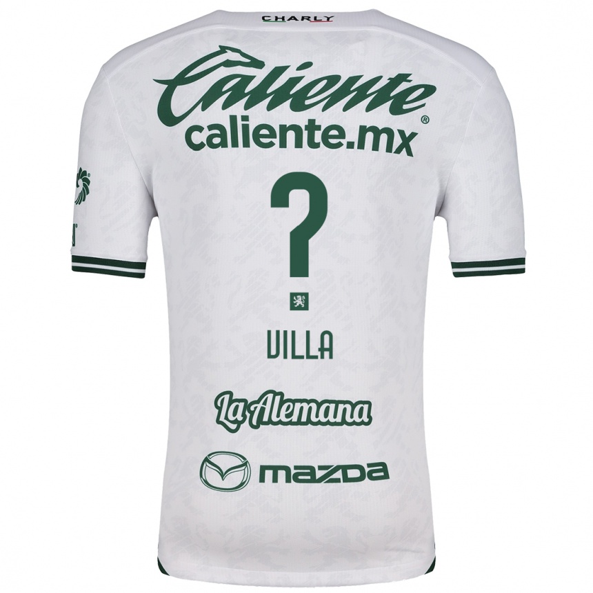 Kids Football Óscar Villa #0 White Green Away Jersey 2024/25 T-Shirt