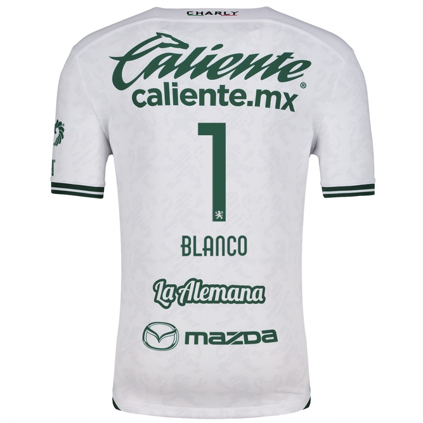 Kids Football Alfonso Blanco #1 White Green Away Jersey 2024/25 T-Shirt