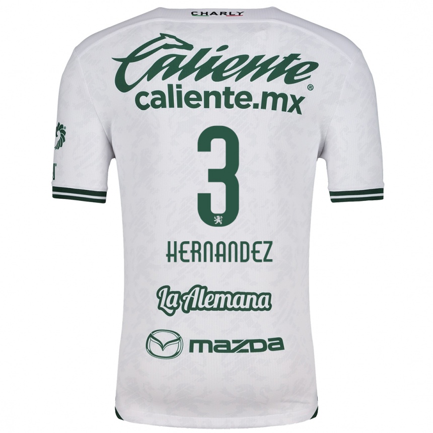 Kids Football Pedro Hernández #3 White Green Away Jersey 2024/25 T-Shirt