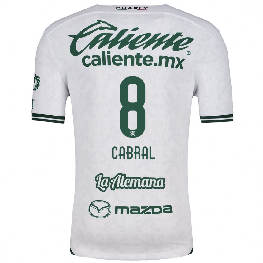 Kids Football Luciano Cabral #8 White Green Away Jersey 2024/25 T-Shirt