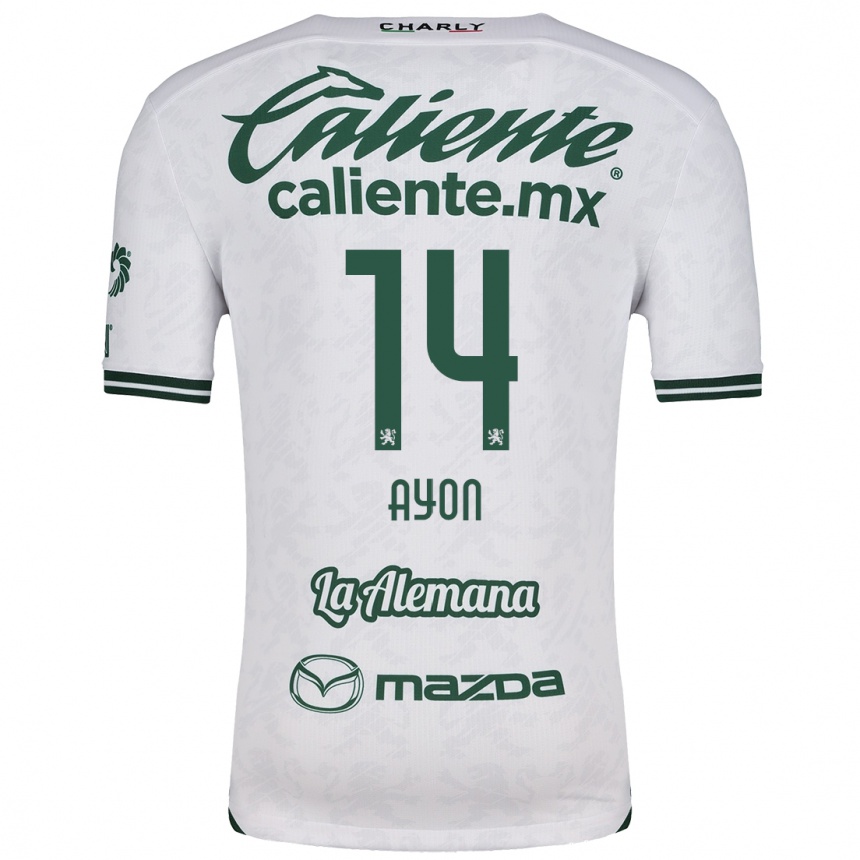 Kids Football Ettson Ayón #14 White Green Away Jersey 2024/25 T-Shirt