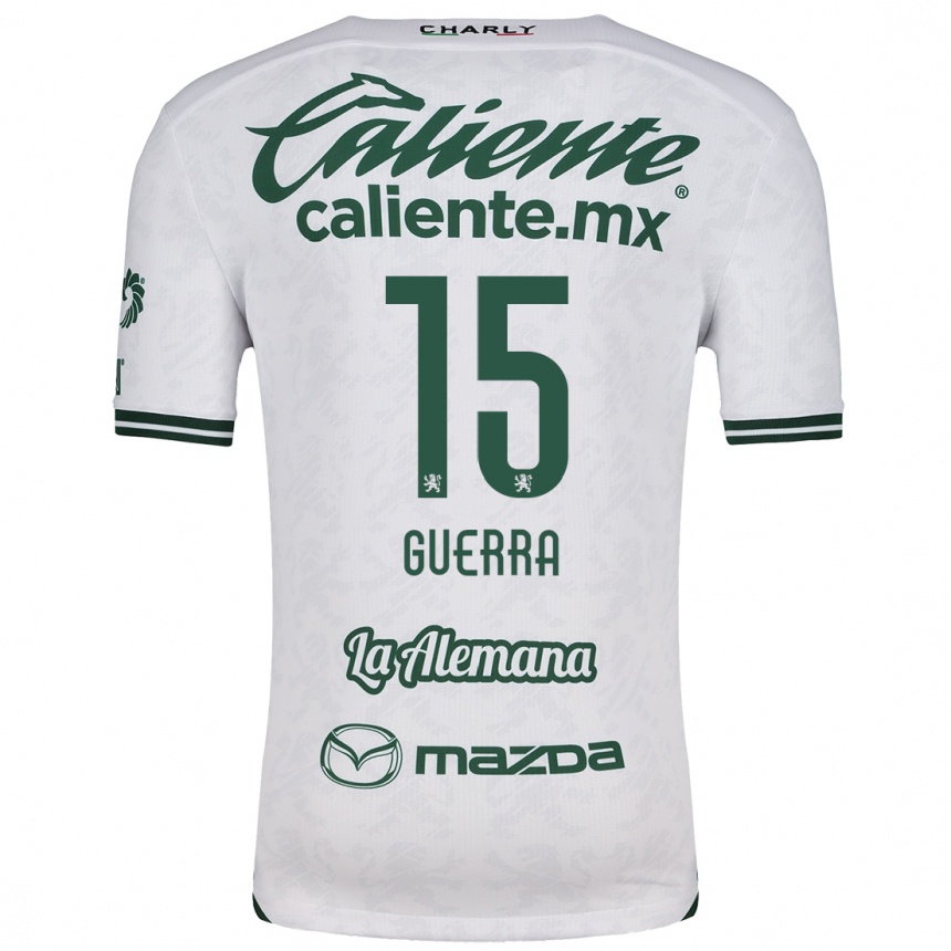 Kids Football Edgar Guerra #15 White Green Away Jersey 2024/25 T-Shirt