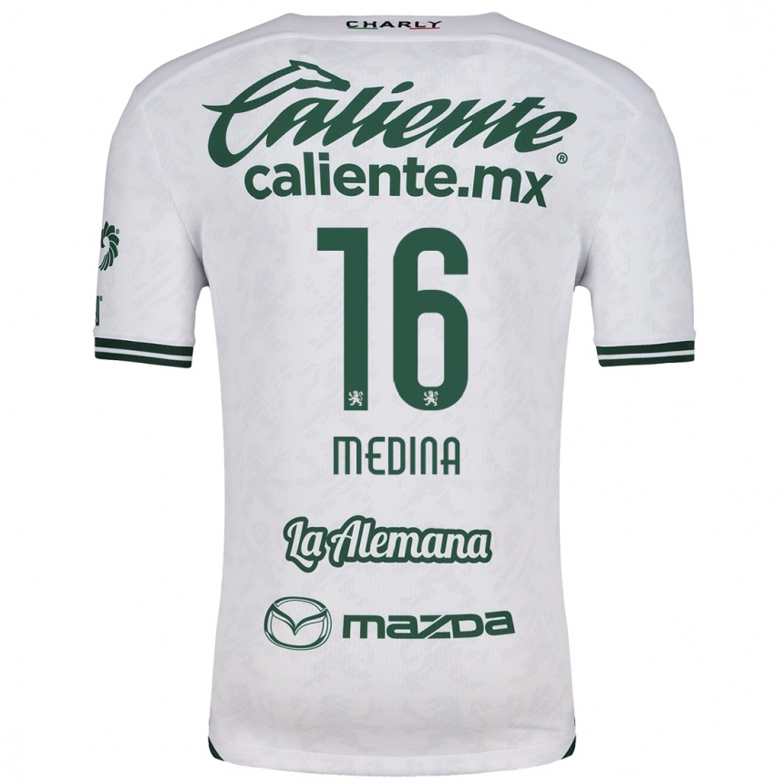 Kids Football Alan Medina #16 White Green Away Jersey 2024/25 T-Shirt