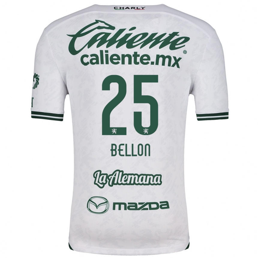 Kids Football Paul Bellón #25 White Green Away Jersey 2024/25 T-Shirt