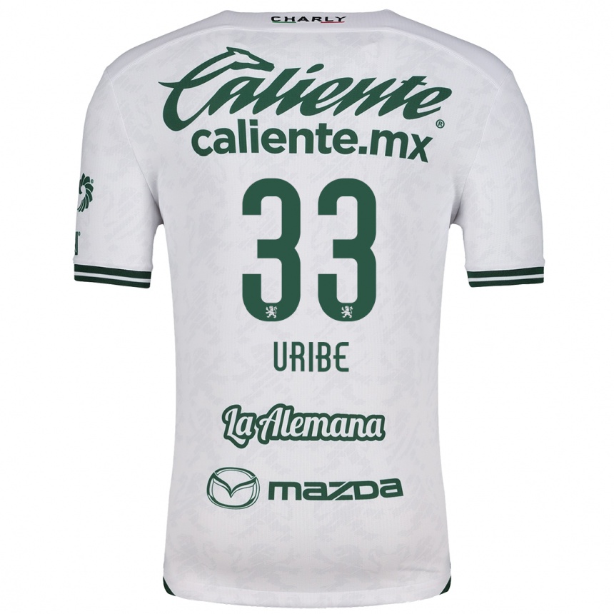 Kids Football Héctor Uribe #33 White Green Away Jersey 2024/25 T-Shirt