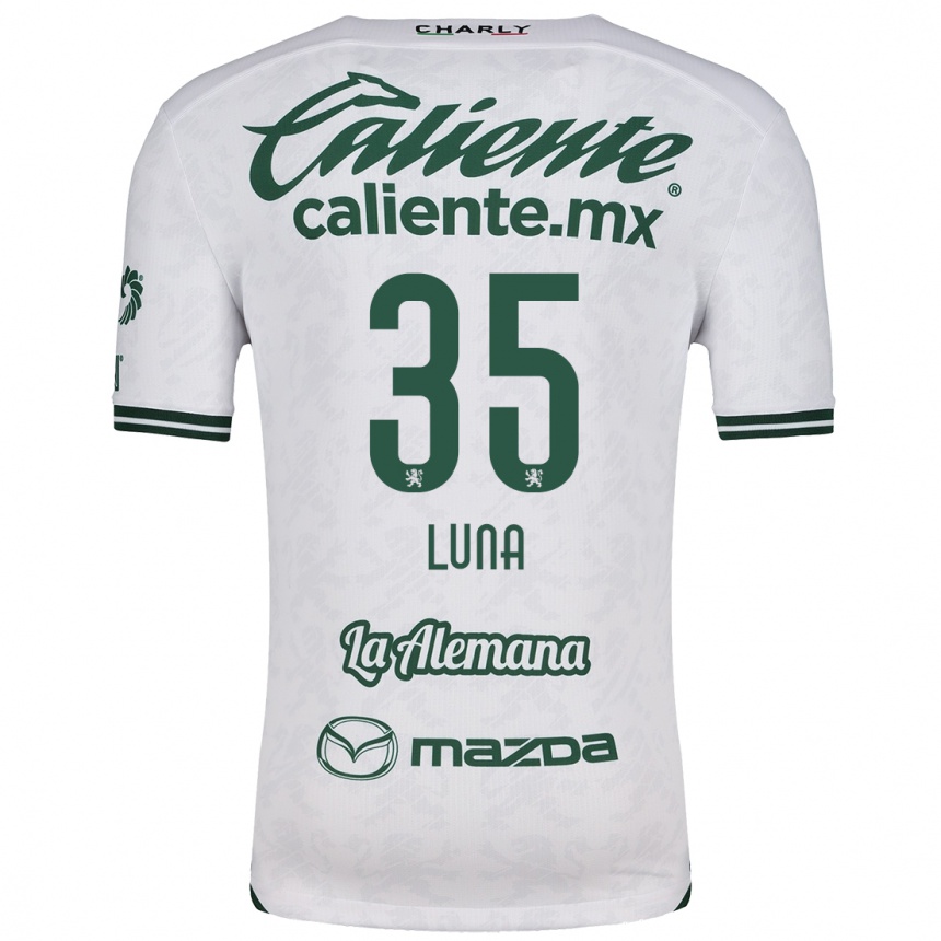 Kids Football Diego Luna #35 White Green Away Jersey 2024/25 T-Shirt