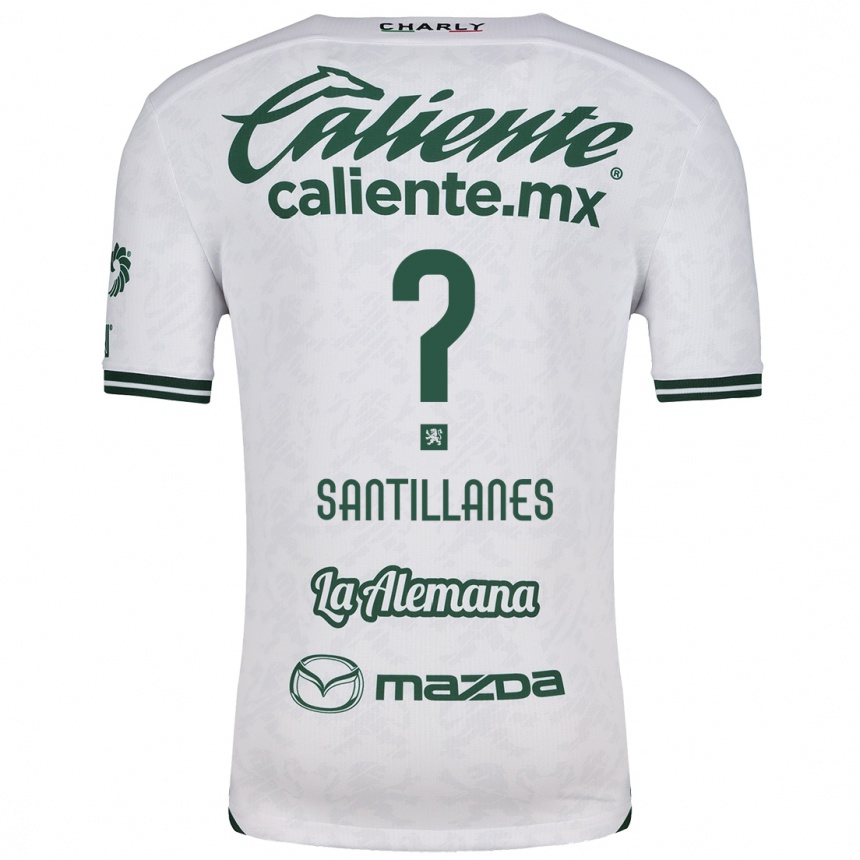 Kids Football Antonio Santillanes #0 White Green Away Jersey 2024/25 T-Shirt