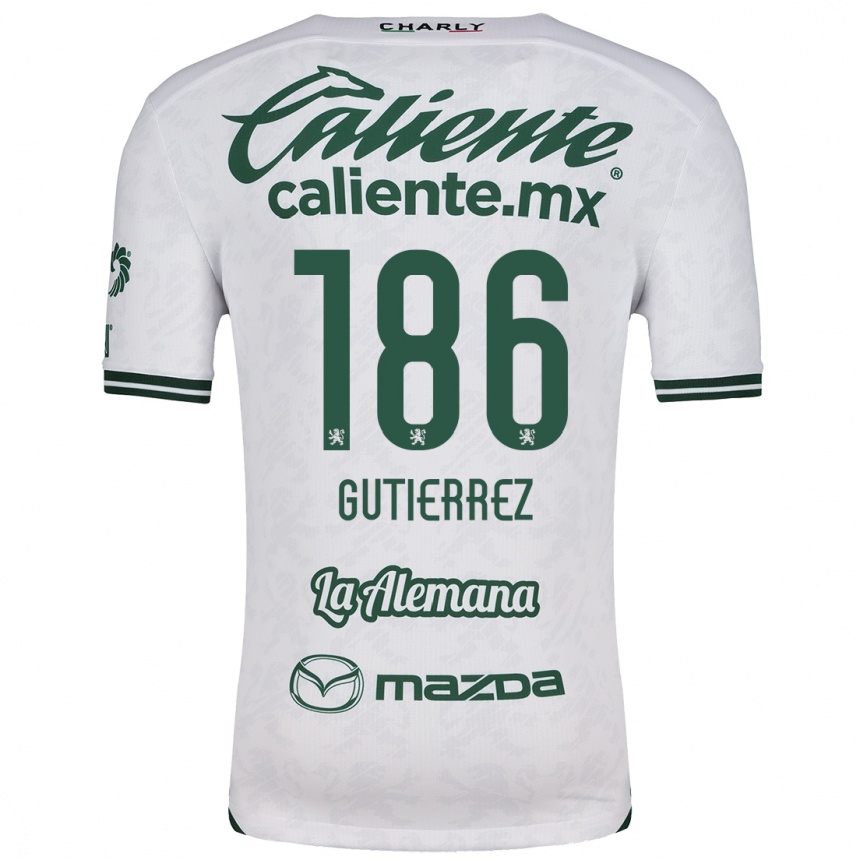 Kids Football Alan Gutiérrez #186 White Green Away Jersey 2024/25 T-Shirt