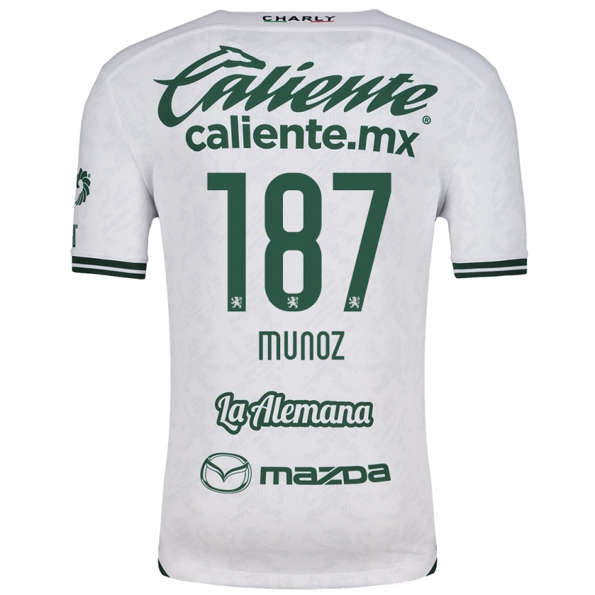 Kids Football Diego Muñoz #187 White Green Away Jersey 2024/25 T-Shirt