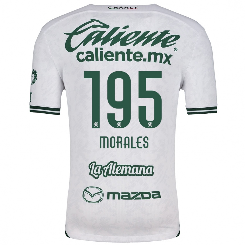 Kids Football Daniel Morales #195 White Green Away Jersey 2024/25 T-Shirt