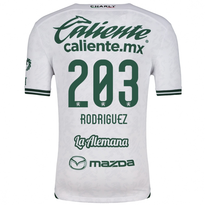 Kids Football César Rodríguez #203 White Green Away Jersey 2024/25 T-Shirt