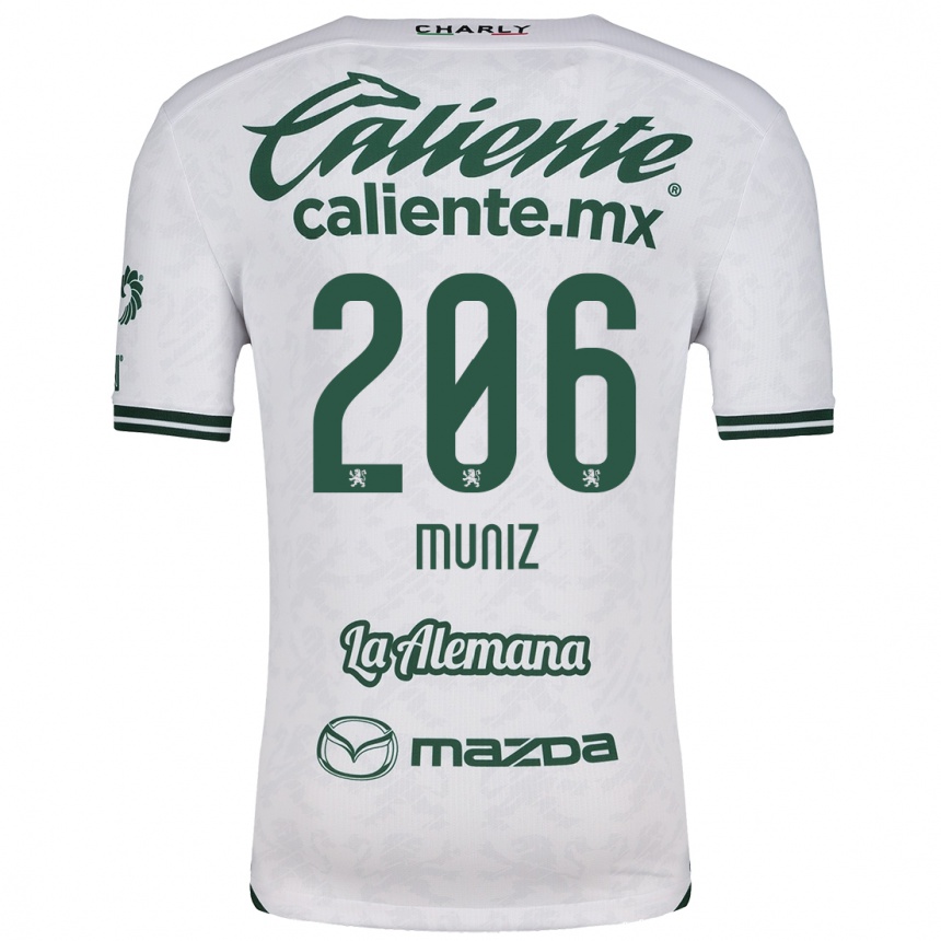 Kids Football Isaác Muñíz #206 White Green Away Jersey 2024/25 T-Shirt