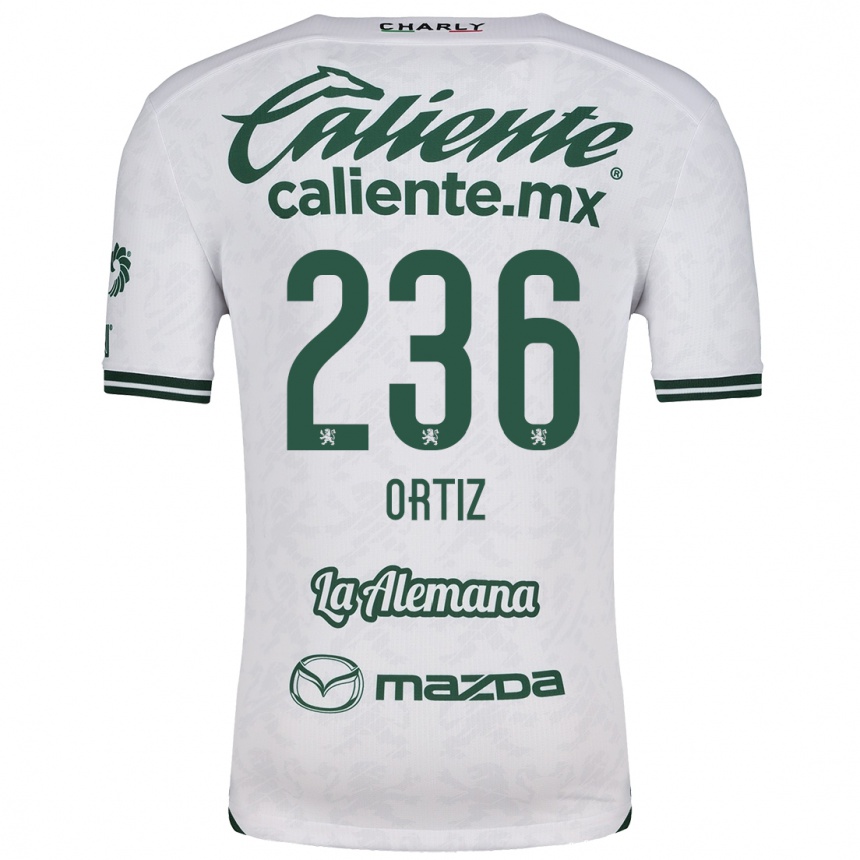 Kids Football Youssef Ortiz #236 White Green Away Jersey 2024/25 T-Shirt