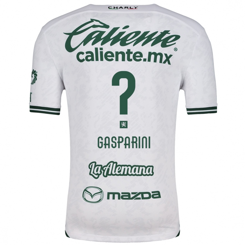 Kids Football Joaquín Gasparini #0 White Green Away Jersey 2024/25 T-Shirt