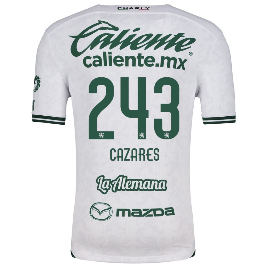 Kids Football Juan Cázares #243 White Green Away Jersey 2024/25 T-Shirt