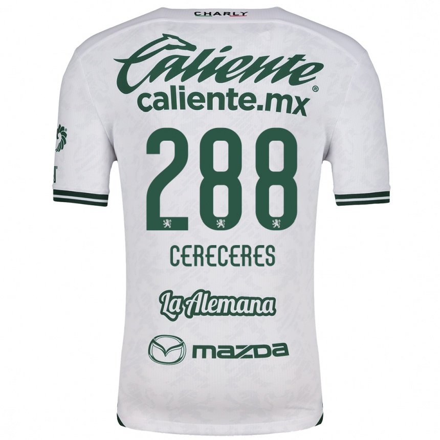 Kids Football Thomas Cereceres #288 White Green Away Jersey 2024/25 T-Shirt